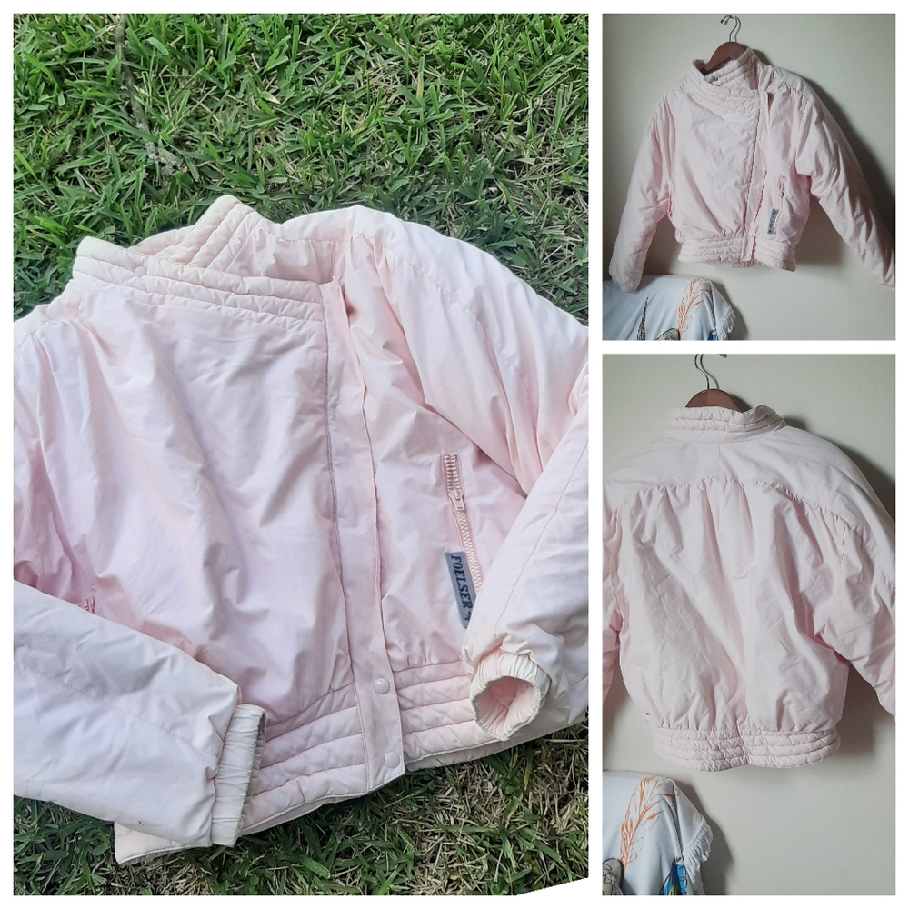 VTG Pastel Pink Puffy Jacket Ski Winter Quilted 38